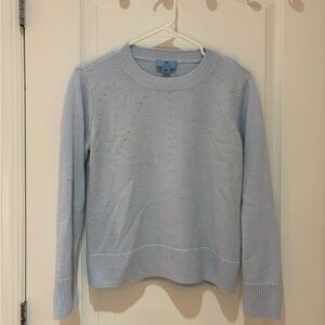 Blue Crew Neck Sweater with Fine Knit Texture